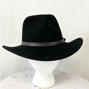 Scala Pure Wool Felt Mens Sz Sm Fedora Cowboy‎ Hat Black
